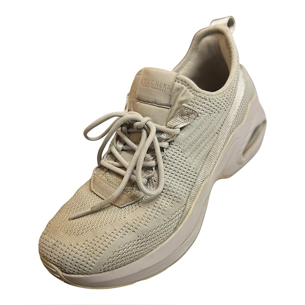 Skechers Muno Mia Beige Knit Sneakers Size 9 Slip On Athletic Shoes
